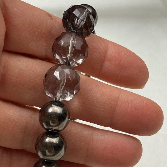 Beautiful Silver Gray Beaded Chunky Stretch Bracelet - Picture 2 of 5